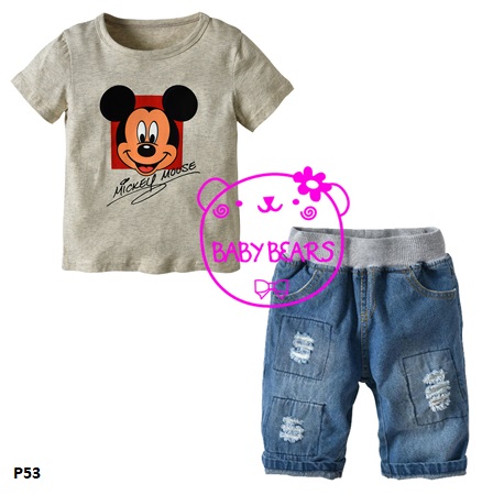 baju celana kartun mickey mouse